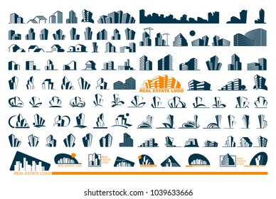 Real Estate Logo Set .Creative House Logo Collection . Abstract Buildings Logo Set