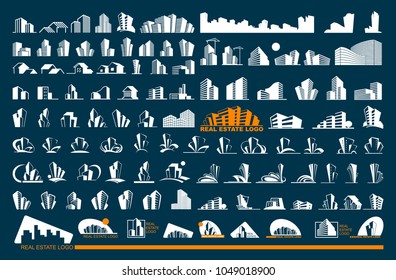 Real Estate Logo Set .Creative House Logo Collection . Abstract Buildings Logo Set