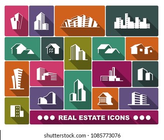 Real Estate Logo Set .Creative House Logo Collection . Abstract Buildings Logo Set