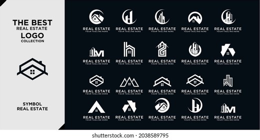 Real Estate Logo Set  Creative House Logo Collection  Abstract Buildings Logo Set. collection of building architecture sets, real estate logo design line art style