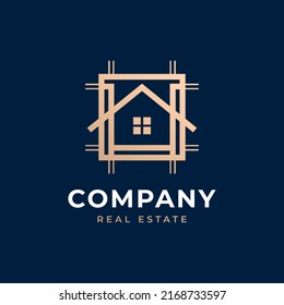 Conjunto de logotipos inmobiliarios. Colección de logotipos de casas creativas con concepto de oro para construcción, arquitectura, casa, apartamento, elemento de logotipo de hoteles
