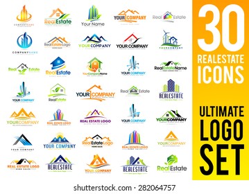 Real Estate Logo Set / Creative House Logo Collection / Abstract Buildings Logo Set - Shutterstock ID 282064757