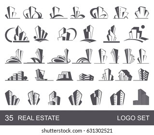 Real Estate Logo Set .Creative House Logo Collection . Abstract Buildings Logo Set