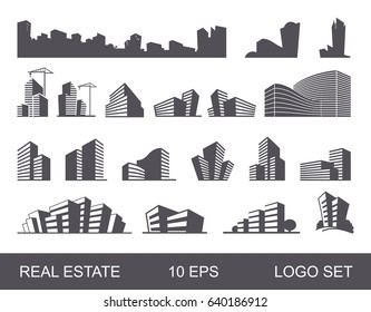 Real Estate Logo Set .Creative House Logo Collection . Abstract Buildings Logo Set