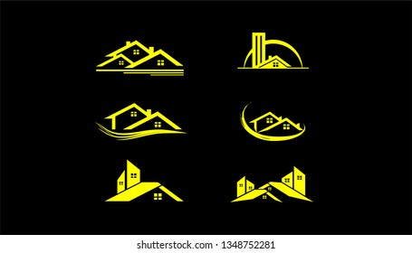 Real Estate Logo Set Yellow Black
