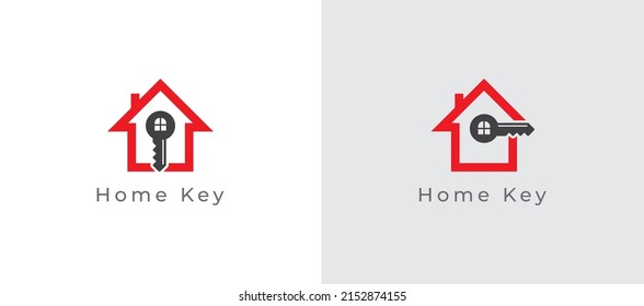 Real Estate Logo sign icon symbol Design. Home and Key Combination. Vector illustration logo template