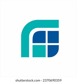 Real Estate logo simple design with window concept and letter R.