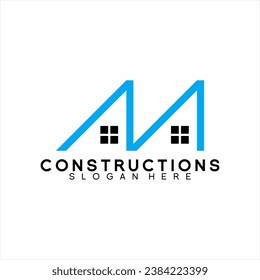 Real Estate logo simple design with letter M concept.