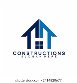 Real Estate logo simple design with letter H concept and upward arrow.