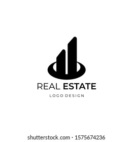 Real estate logo with simple and elegant style. For modern property agency and civil construction business. Easy to use. Vector EPS 10