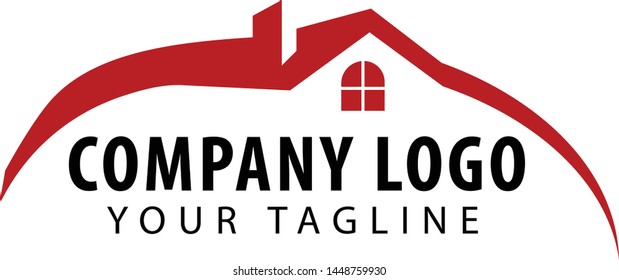 the Real estate logo with simple red house