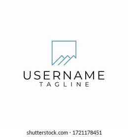 Real estate logo in the simple style of monoline in blue.