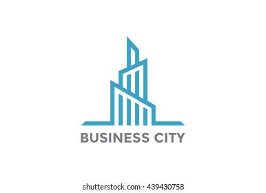 Real Estate Logo Skyscraper. Linear style icon.