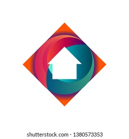 real estate logo, square, circle and house, logo concept