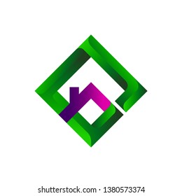 real estate logo, square and roof, logo design