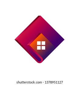 real estate logo, square stacked in 3d. logo concept