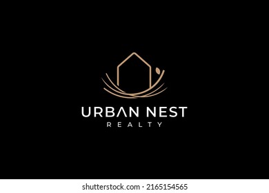 Real estate logo with suggestion elements for natural style