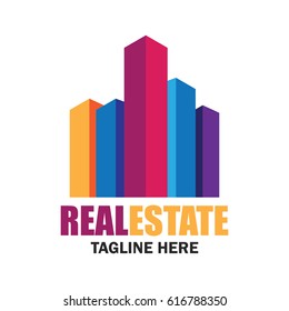 real estate logo with tagline text space for your slogan, vector illustration