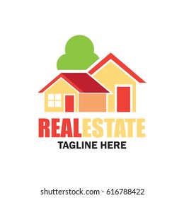 real estate logo with tagline text space for your slogan, vector illustration