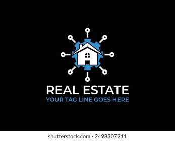Real estate logo, Tech Home Logo Design with creative concept premium vector for the home solution