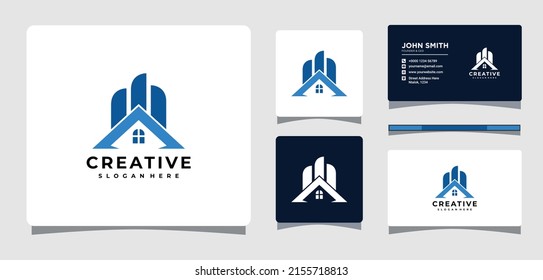 Real Estate Logo Template With Business Card Design Inspiration