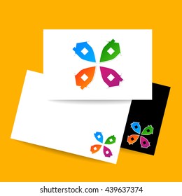 Plantilla de logotipo inmobiliario. Concepto de diseño de tarjetas de visita para agente inmobiliario, propiedad, punto de inicio y etc. Ilustración gráfica vectorial.  