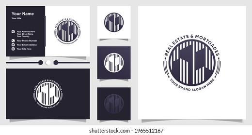 Real estate logo template with creative concept Premium Vector