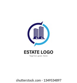 Real estate logo template design. Real estate logo with modern frame isolated on white background