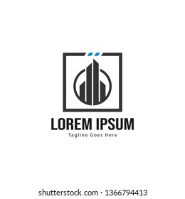 Real estate logo template design. minimalist building logo with modern frame vector design