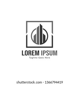 Real estate logo template design. minimalist building logo with modern frame vector design