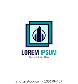 Real estate logo template design. minimalist building logo with modern frame vector design