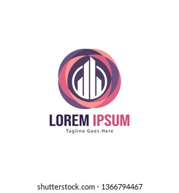 Real estate logo template design. minimalist building logo with modern frame vector design