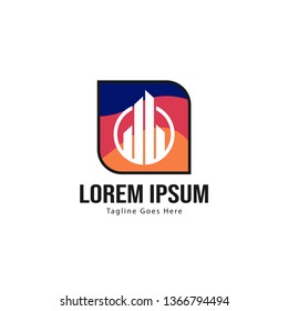 Real estate logo template design. minimalist building logo with modern frame vector design
