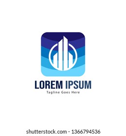 Real estate logo template design. minimalist building logo with modern frame vector design