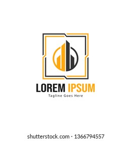 Real estate logo template design. minimalist building logo with modern frame vector design