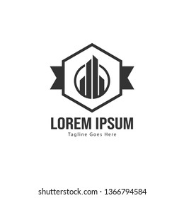 Real estate logo template design. minimalist building logo with modern frame vector design