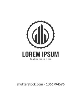 Real estate logo template design. minimalist building logo with modern frame vector design