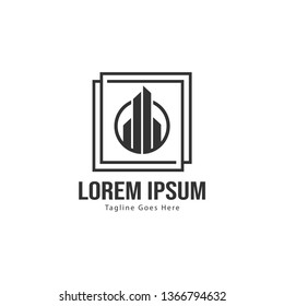 Real estate logo template design. minimalist building logo with modern frame vector design