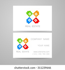Real Estate - logo. Template design of corporate identity. Business Card.