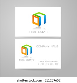 Inmobiliaria - logotipo. Diseño de plantilla de identidad corporativa. Tarjeta de visita.