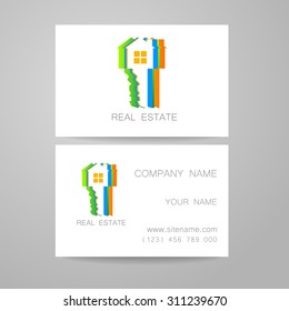 Real Estate - logo. Template design of corporate identity. Business Card.