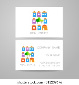 Real Estate - logo. Template design of corporate identity. Business Card.