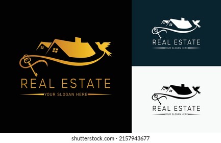 Real Estate Logo Template With Golden Creative Style Premium Badges For Realtor Logo Sold Vector