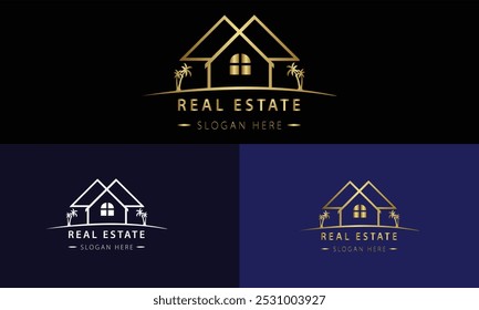 Real estate logo template with golden creative style premium Badges for Realtor Logo Sold Vector