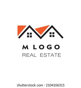 real estate logo template initials M vector design