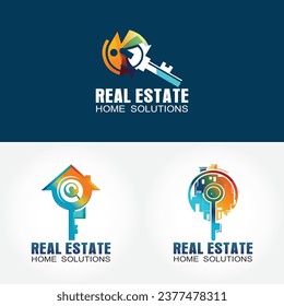 Real estate logo template, key icons set