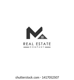 Real Estate logo template with minimalis style. Initial M logo design.- Vector