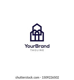 Real estate logo template with modern outline style