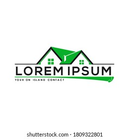 real estate logo template perfect good for roofing and interiors logo building and roofing style with black and green