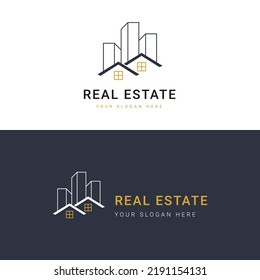 Plantilla de logotipo inmobiliario, logotipo perfecto para empresas relacionadas con la industria inmobiliaria. Ilustración de vectores inmobiliarios.
